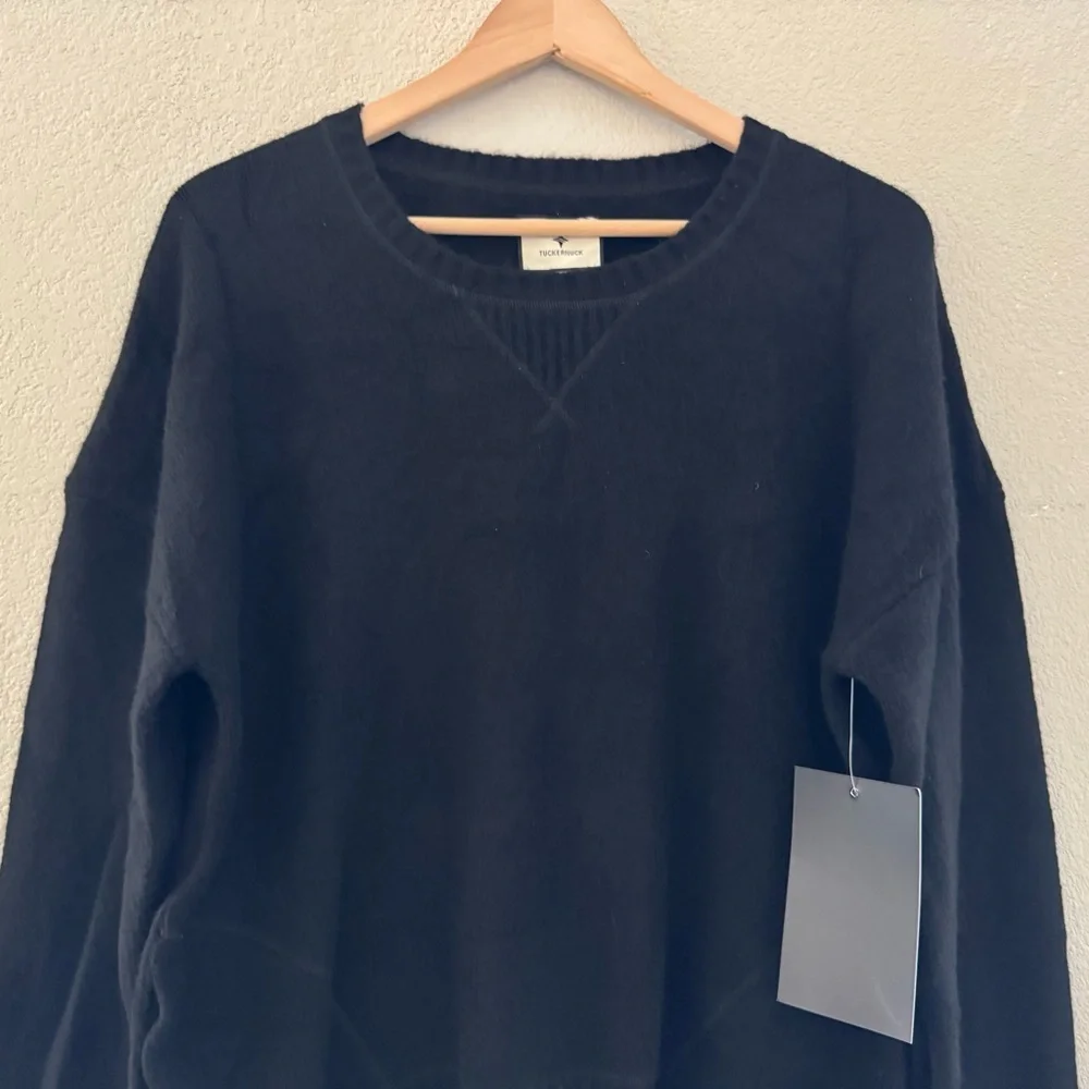 Tuckernuck Faris Pullover Sweater Womens XL Comfy Cozy Black Minimalist Chic NWT